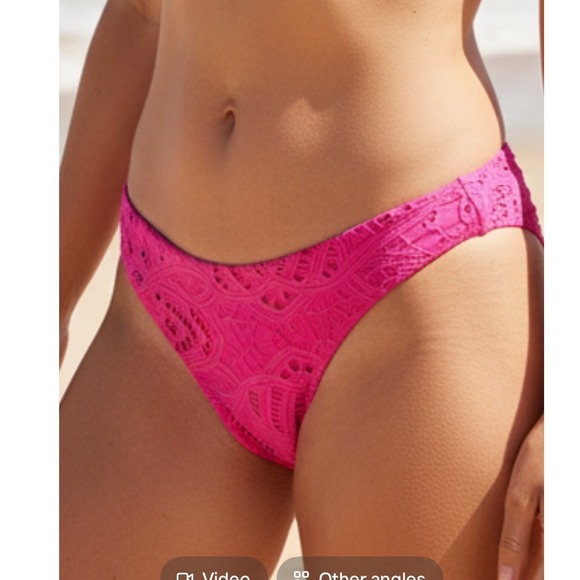 Milly Other - Milly Cabana Margot Pink Crochet Lace Bikini Bottom Low Rise Size L NWT